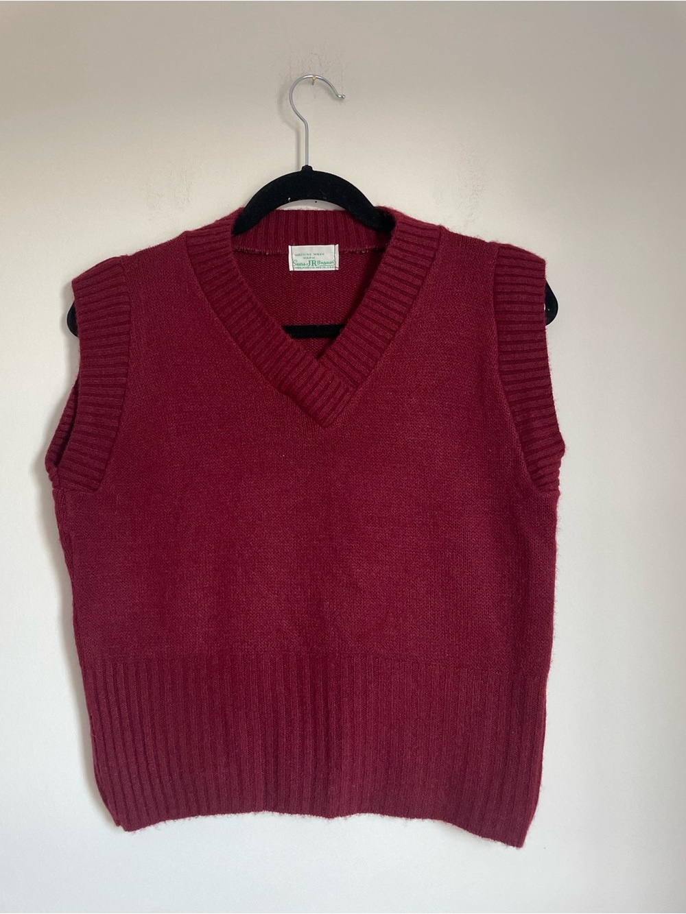 Vintage Sears Ribbed V-Neck Knit Vest - Wine